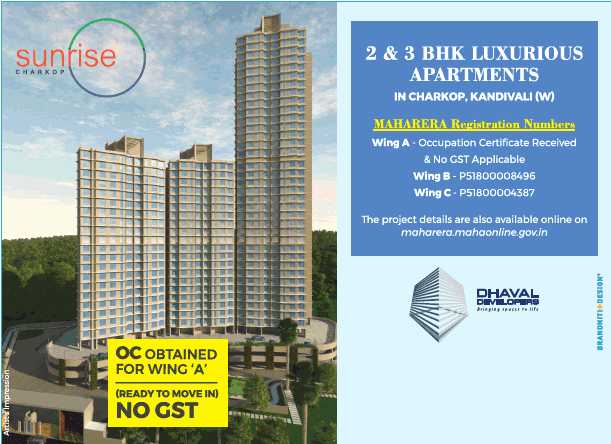 Dhaval Sunrise is ready to move in with no GST in Mumbai